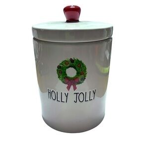 Rae Dunn Artisan Collection By Magenta Ceramic Christmas Wreath Cannister RARE